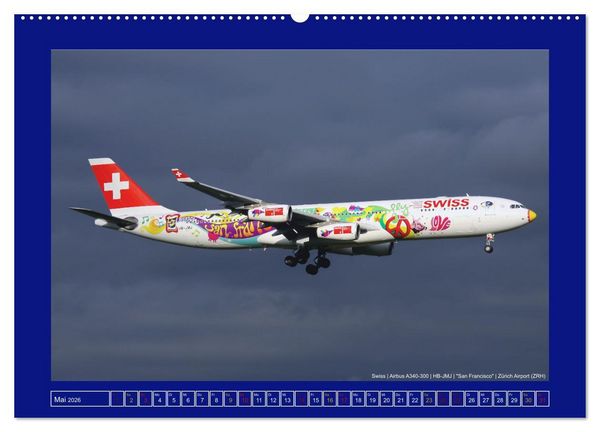 Produktbild: Bunte Airliner (hochwertiger Premium Wandkalender 2026 DIN A2 quer), Kunstdruck in Hochglanz