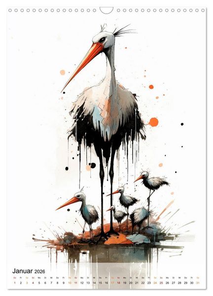 Produktbild: Einzigartig - dieser Storch (Wandkalender 2026 DIN A3 hoch), CALVENDO Monatskalender