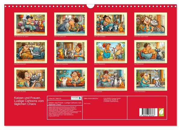 Produktbild: Katzen und Frauen. Lustige Cartoons vom t&auml;glichen Chaos (Wandkalender 2026 DIN A3 quer), CALVENDO Monatskalender