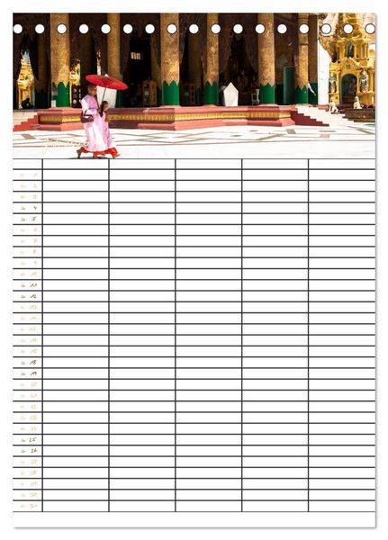 Produktbild: Goldenes Myanmar - Familienkalender 2026 (Tischkalender 2026 DIN A5 hoch), CALVENDO Monatskalender