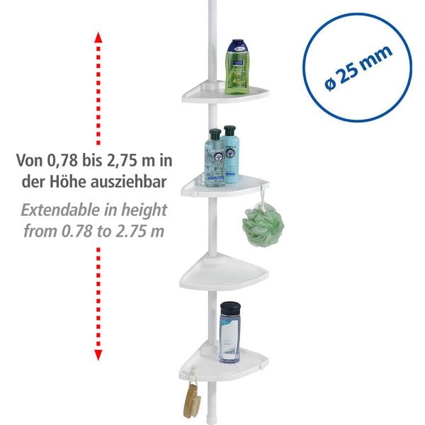 Produktbild: Teleskop Duschecke Compact Wei&szlig;, mit 4 Ablagen