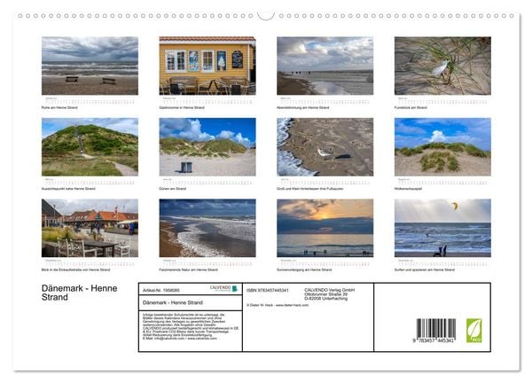 Produktbild: D&auml;nemark - Henne Strand (hochwertiger Premium Wandkalender 2026 DIN A2 quer), Kunstdruck in Hochglanz