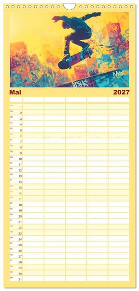 Produktbild: Familienplaner 2027 - Olympia. Anders. mit 5 Spalten (Wandkalender, 21 x 45 cm) CALVENDO