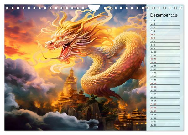 Produktbild: Drachen-Jahr - Kalenderplaner im Stile des chinesischen Tierkreiszeichens (Wandkalender 2026 DIN A4 quer), CALVENDO Monatskalender