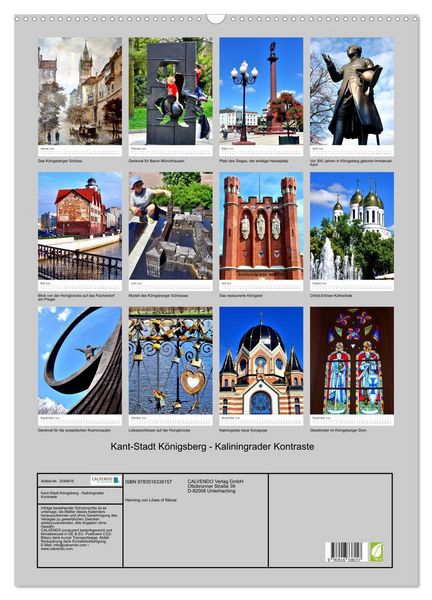 Produktbild: Kant-Stadt K&ouml;nigsberg - Kaliningrader Kontraste (Wandkalender 2026 DIN A2 hoch), CALVENDO Monatskalender