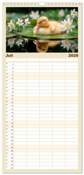 Produktbild: Familienplaner 2026 - GUTE NACHT - Schlafende Tiere, traumhaft sch&ouml;n mit 5 Spalten (Wandkalender, 21 x 45 cm) CALVENDO