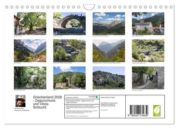 Produktbild: Griechenland 2026 - Zagorochoria und Vikos-Schlucht (Wandkalender 2026 DIN A4 quer), CALVENDO Monatskalender