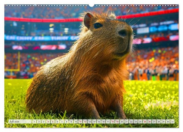 Produktbild: Capybaras im Alltag - Ein Jahr voller Abenteuer (hochwertiger Premium Wandkalender 2026 DIN A2 quer), Kunstdruck in Hochglanz