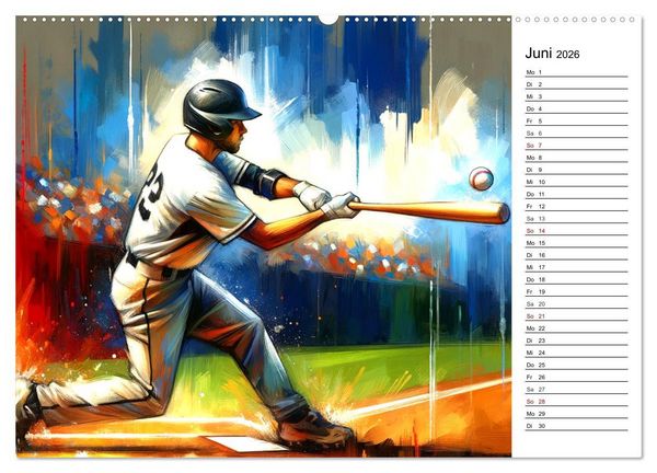 Produktbild: Baseball Acryl - Zwischen Realit&auml;t und KI Visionen (Wandkalender 2026 DIN A2 quer), CALVENDO Monatskalender