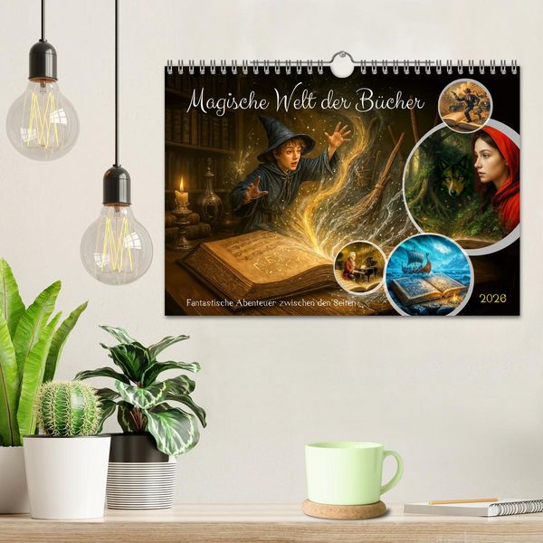 Produktbild: Magische Welt der B&uuml;cher - Fantastische Abenteuer zwischen den Seiten (Wandkalender 2026 DIN A4 quer), CALVENDO Monatskalender