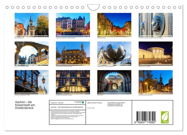 Produktbild: Aachen - die Kaiserstadt am Dreil&auml;ndereck (Wandkalender 2026 DIN A4 quer), CALVENDO Monatskalender