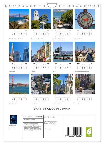 Produktbild: SAN FRANCISCO im Sommer (Wandkalender 2026 DIN A4 hoch), CALVENDO Monatskalender