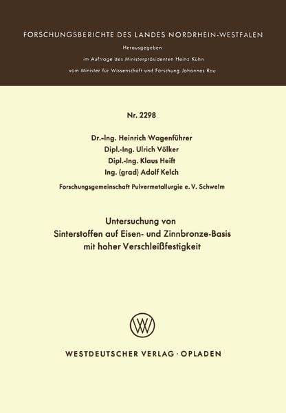Produktbild: Untersuchung von Sinterstoffen auf Eisen- und Zinnbronze-Basis mit hoher Verschlei&szlig;festigkeit