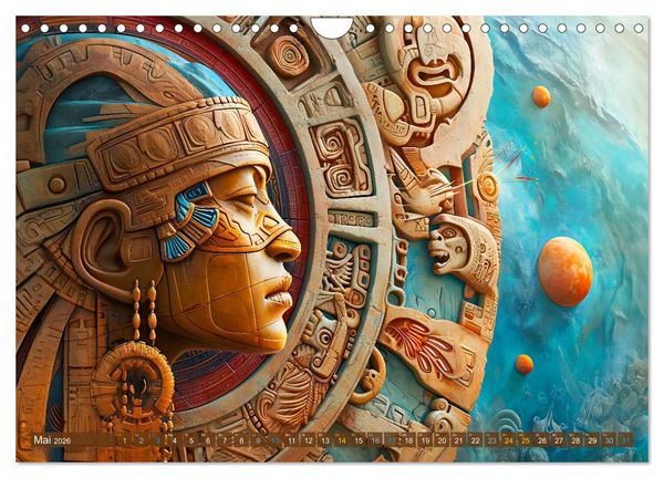 Produktbild: Sternenkrieger - Science Fiction Visionen der Maya und Azteken (Wandkalender 2026 DIN A4 quer), CALVENDO Monatskalender