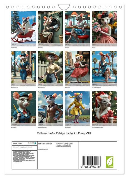 Produktbild: Rattenscharf &ndash; Pelzige Ladys im Pin-up-Stil (Wandkalender 2027 DIN A4 hoch), CALVENDO Monatskalender
