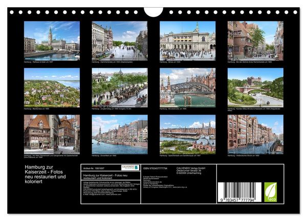 Produktbild: Hamburg zur Kaiserzeit - Fotos neu restauriert und koloriert (Wandkalender 2026 DIN A4 quer), CALVENDO Monatskalender