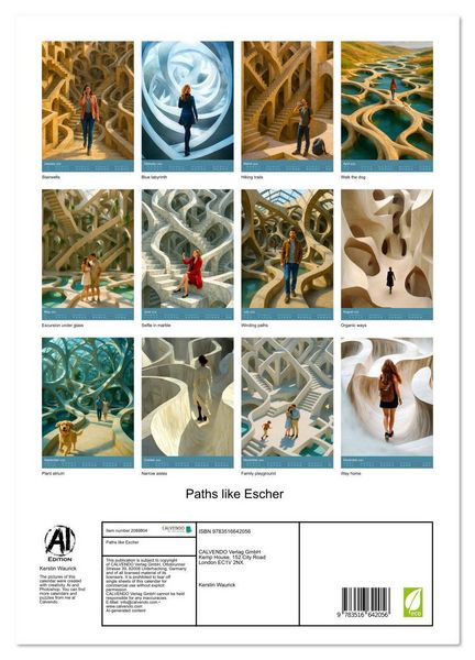 Produktbild: Paths like Escher (Wall Calendar 2026 DIN A3 portrait), CALVENDO 12 Month Wall Calendar