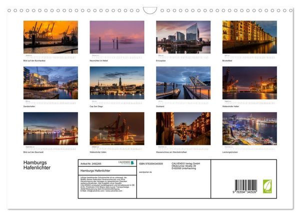 Produktbild: Hamburgs Hafenlichter (Wandkalender 2027 DIN A3 quer), CALVENDO Monatskalender
