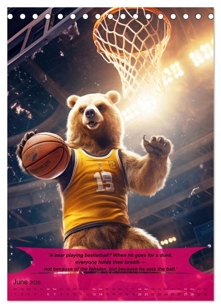 Produktbild: Basketball with funny animals (Desk Calendar 2026 DIN A5 portrait), CALVENDO 12 Month DeskCalendar