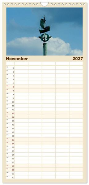 Produktbild: Familienplaner 2027 - An der Nordsee mit 5 Spalten (Wandkalender, 21 x 45 cm) CALVENDO