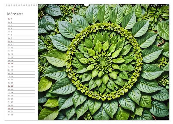 Produktbild: Natural Mandalas - Kraftvolle KI Mandalas aus Naturmaterialien (hochwertiger Premium Wandkalender 2026 DIN A2 quer), Kunstdruck in Hochglanz