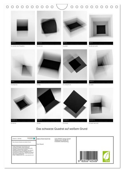 Produktbild: Das schwarze Quadrat auf wei&szlig;em Grund (Wandkalender 2026 DIN A4 hoch), CALVENDO Monatskalender