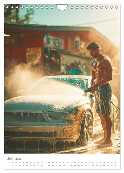 Produktbild: Starke M&auml;nner und Autos. Muskeln, Motoren und ein zarter Hauch von Abenteuer. (Wandkalender 2027 DIN A4 hoch), CALVENDO Monatskalender