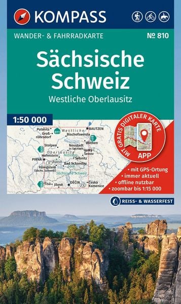 Produktbild: KOMPASS Wanderkarte 810 S&auml;chsische Schweiz, Westliche Oberlausitz 1:50.000