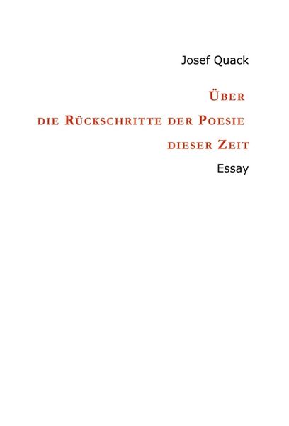 Produktbild: &Uuml;ber die R&uuml;ckschritte der Poesie dieser Zeit