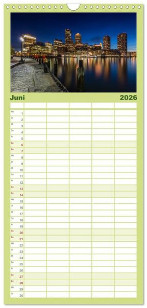 Produktbild: Familienplaner 2026 - Stadtansichten aus Boston mit 5 Spalten (Wandkalender, 21 x 45 cm) CALVENDO
