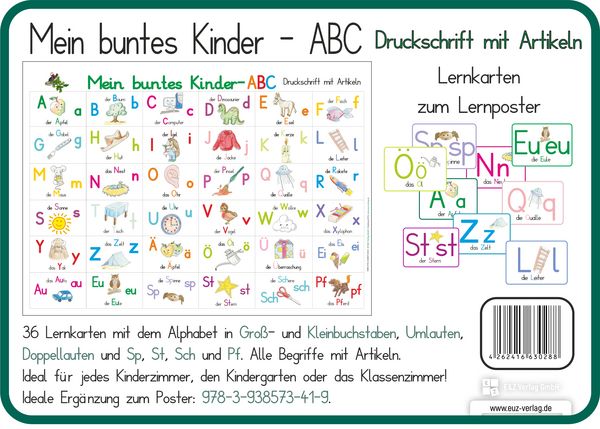 Produktbild: Mein buntes Kinder-ABC Druckschrift mit Artikeln, Umlauten, Doppellauten und Sp, St, Sch und Pf