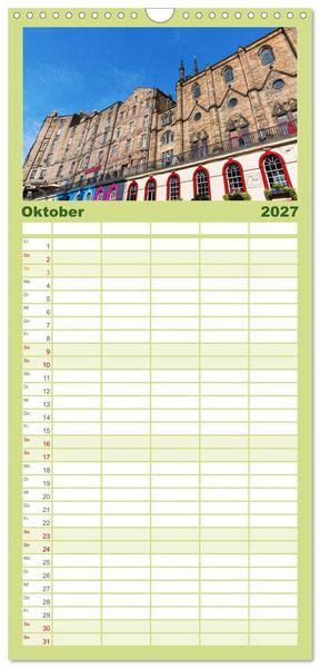Produktbild: Familienplaner 2027 - Edinburgh - Impressionen aus der schottischen Hauptstadt mit 5 Spalten (Wandkalender, 21 x 45 cm) CALVENDO