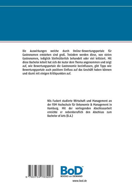 Produktbild: Auswirkungen von Online Bewertungsplattformen auf Gastronomiebetriebe