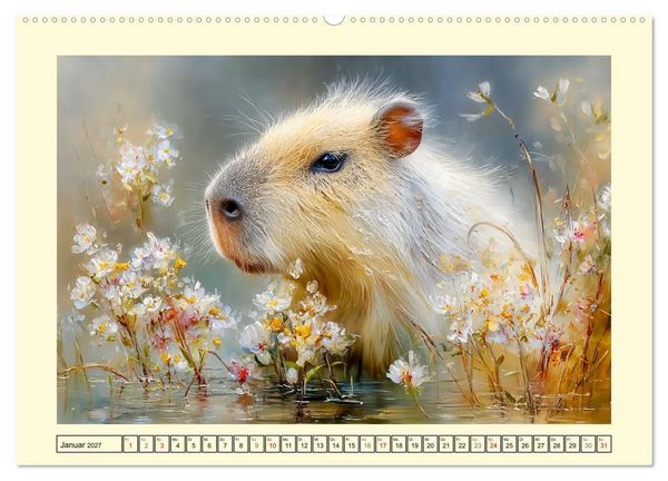 Produktbild: Capybaras. Zarte Momente zwischen Wasser und Wiesen (Wandkalender 2027 DIN A2 quer), CALVENDO Monatskalender