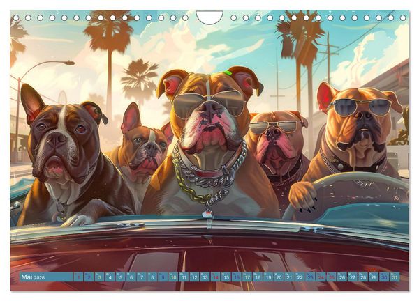 Produktbild: Gangsterhunde - KI-Bilder (Wandkalender 2026 DIN A4 quer), CALVENDO Monatskalender