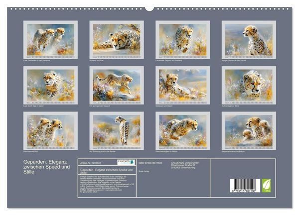 Produktbild: Geparden. Eleganz zwischen Speed und Stille (hochwertiger Premium Wandkalender 2027 DIN A2 quer), Kunstdruck in Hochglanz