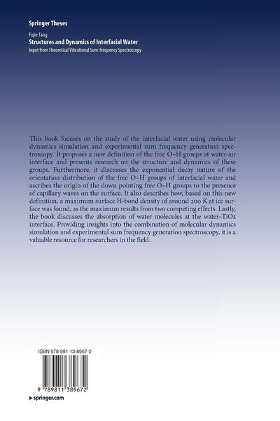 Produktbild: Structures and Dynamics of Interfacial Water