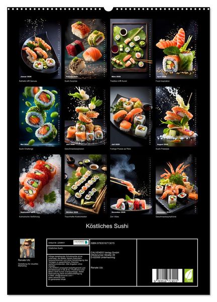 Produktbild: K&ouml;stliches Sushi (hochwertiger Premium Wandkalender 2026 DIN A2 hoch), Kunstdruck in Hochglanz