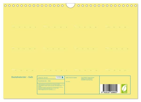 Produktbild: Bastelkalender - Gelb (Wandkalender 2026 DIN A4 quer), CALVENDO Monatskalender