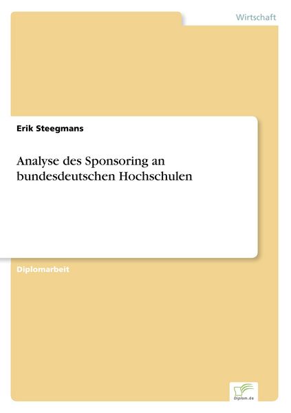 Produktbild: Analyse des Sponsoring an bundesdeutschen Hochschulen