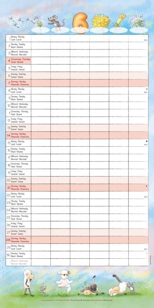 Produktbild: Familienplaner Cartoon 2026 - Broschürenkalender 30x30 cm (30x60 geöffnet) - Kalender mit Platz für Notizen - 6 Spalten - Bildkalender - Wandkalender