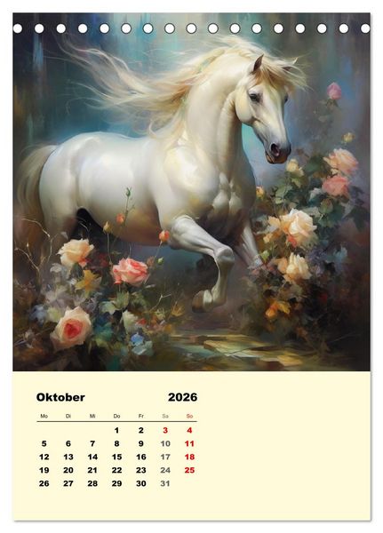 Produktbild: Pferde im romantischen Barockstil (Tischkalender 2026 DIN A5 hoch), CALVENDO Monatskalender