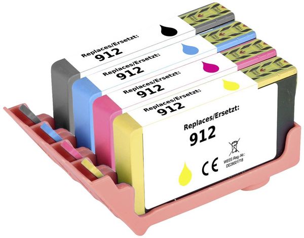 Renkforce Druckerpatrone ersetzt HP 912, 6ZC74AE, 3YL80AE, 3YL77AE, 3YL78AE, 3YL79AE Kompatibel Kombi-Pack Schwarz, Cyan, Magenta, Gelb RF-5718852