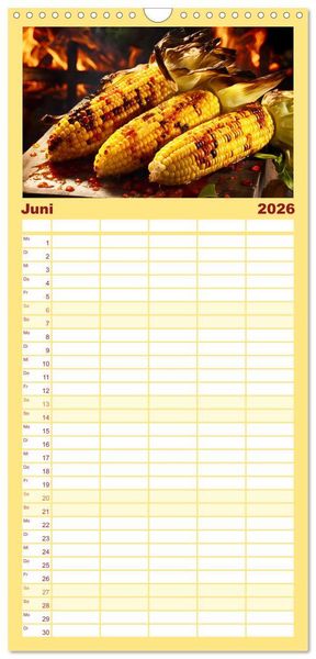 Produktbild: Familienplaner 2026 - BBQ Feuerzauber - Grillkalender mit 5 Spalten (Wandkalender, 21 x 45 cm) CALVENDO