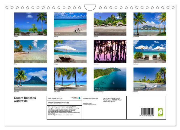 Produktbild: Dream Beaches worldwide (Wall Calendar 2026 DIN A4 landscape), CALVENDO 12 Month Wall Calendar