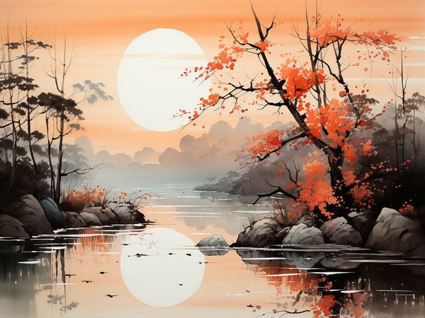 Produktbild: CALVENDO Puzzle Sonnenuntergang am See | 1000 Teile Lege-Gr&ouml;&szlig;e 64x48cm Foto-Puzzle f&uuml;r gl&uuml;ckliche Stunden