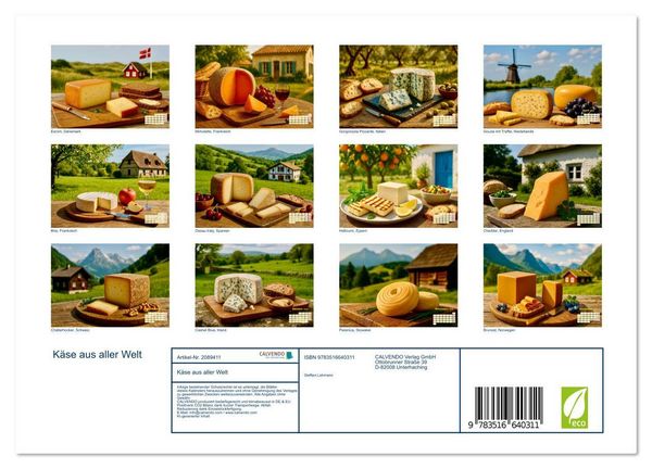 Produktbild: K&auml;se aus aller Welt (Wandkalender 2026 DIN A4 quer), CALVENDO Monatskalender