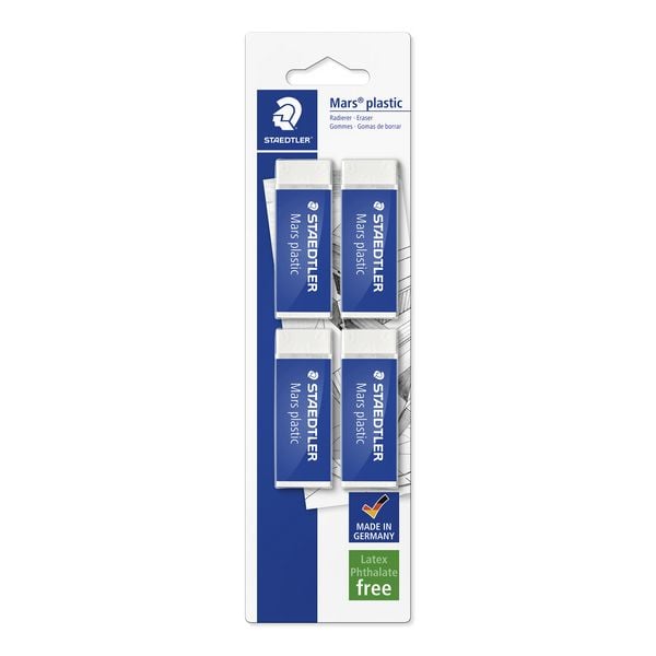 STAEDTLER Mars plastic 526 50, 4 Radierer, 52650BK4DA
