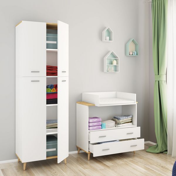 Produktbild: Holz Dielenschrank Mehrzweckschrank Schrank Landos