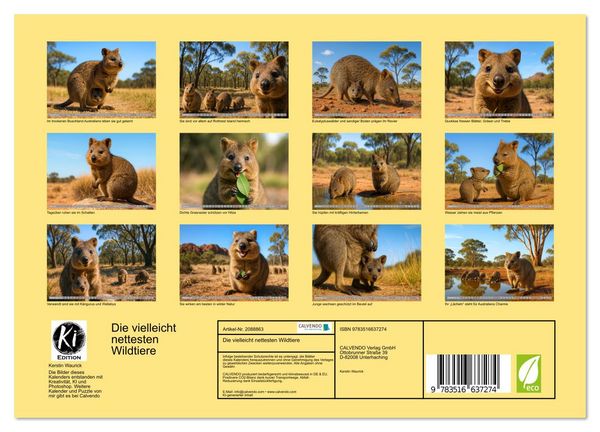 Produktbild: Die vielleicht nettesten Wildtiere (Wandkalender 2026 DIN A4 quer), CALVENDO Monatskalender
